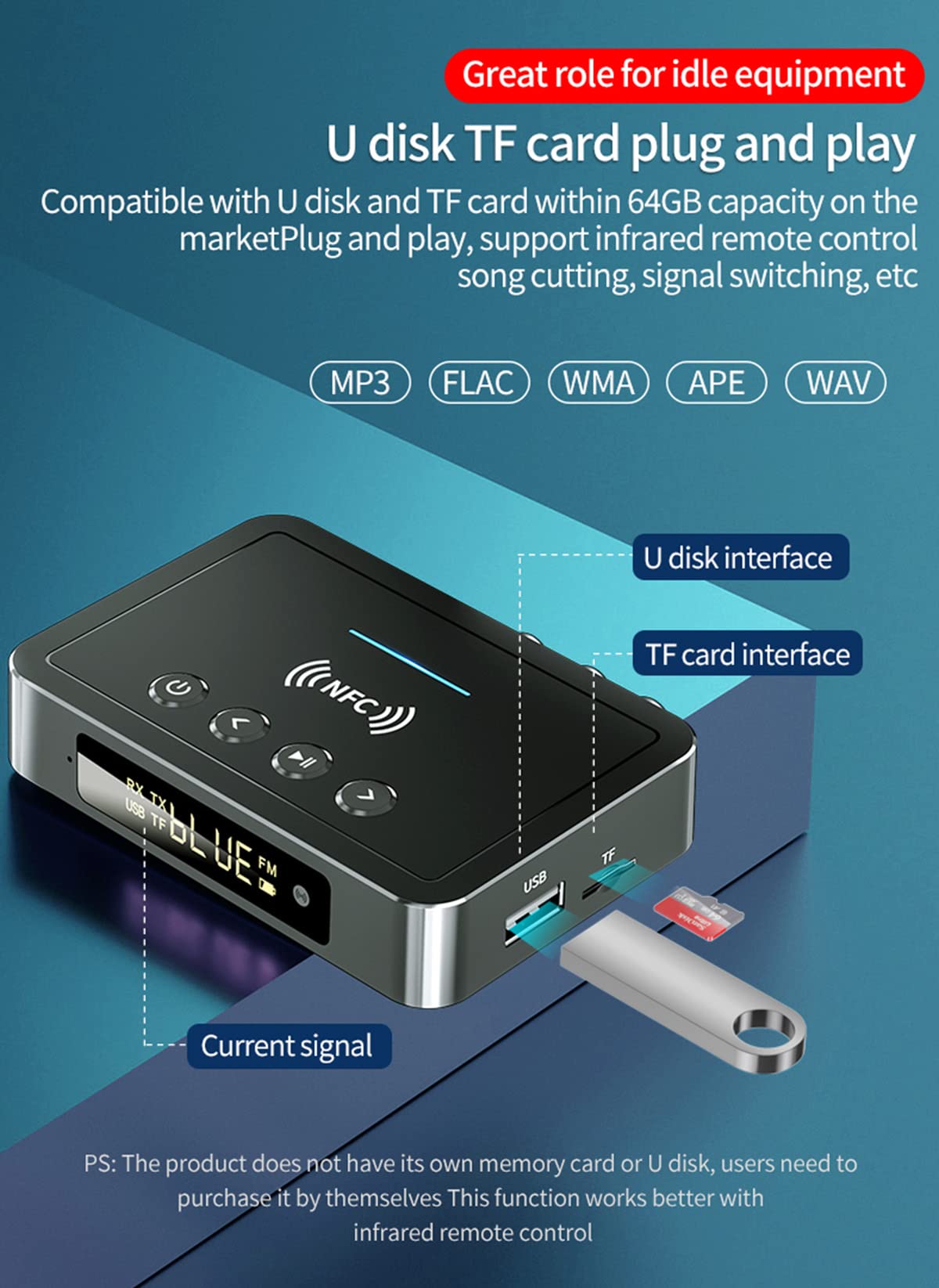 3-in-1 Bluetooth 5.0 Transmitter & Receiver with FM Radio & NFC - Wireless Audio Adapter for TV, PC, Car, Speakers & Headphones - Long Range Support for AUX 3.5mm, RCA & TF Card - Perfect for Home Entertainment, Car Audio & Office Use