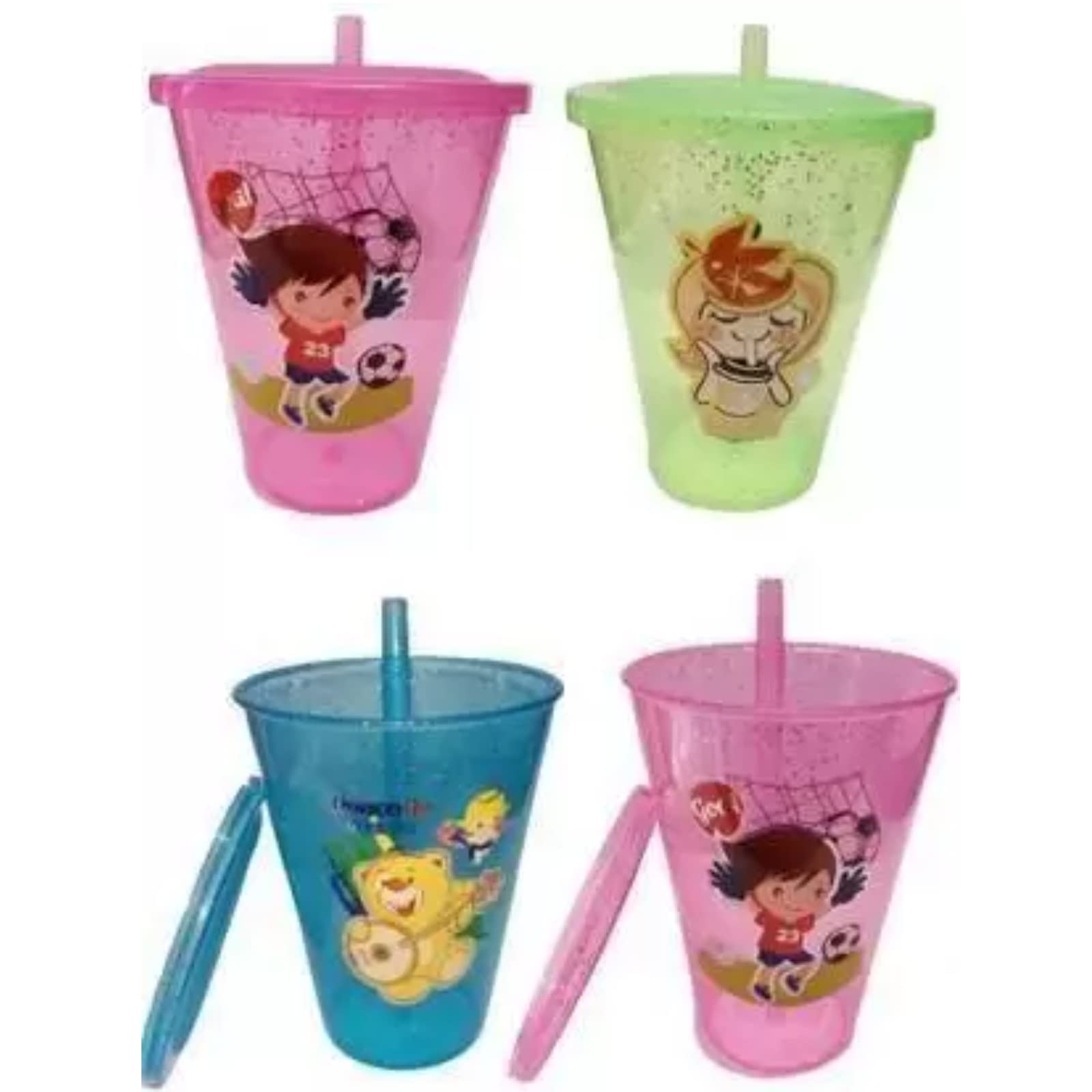 SBAPRIME Kids Acrylic Sipper Glass with Lid - 4-Pack Leak-Proof Travel Cups for Water, Milk & Juice - BPA-Free, Durable & Spill-Proof for School, Car & Outdoor Activities