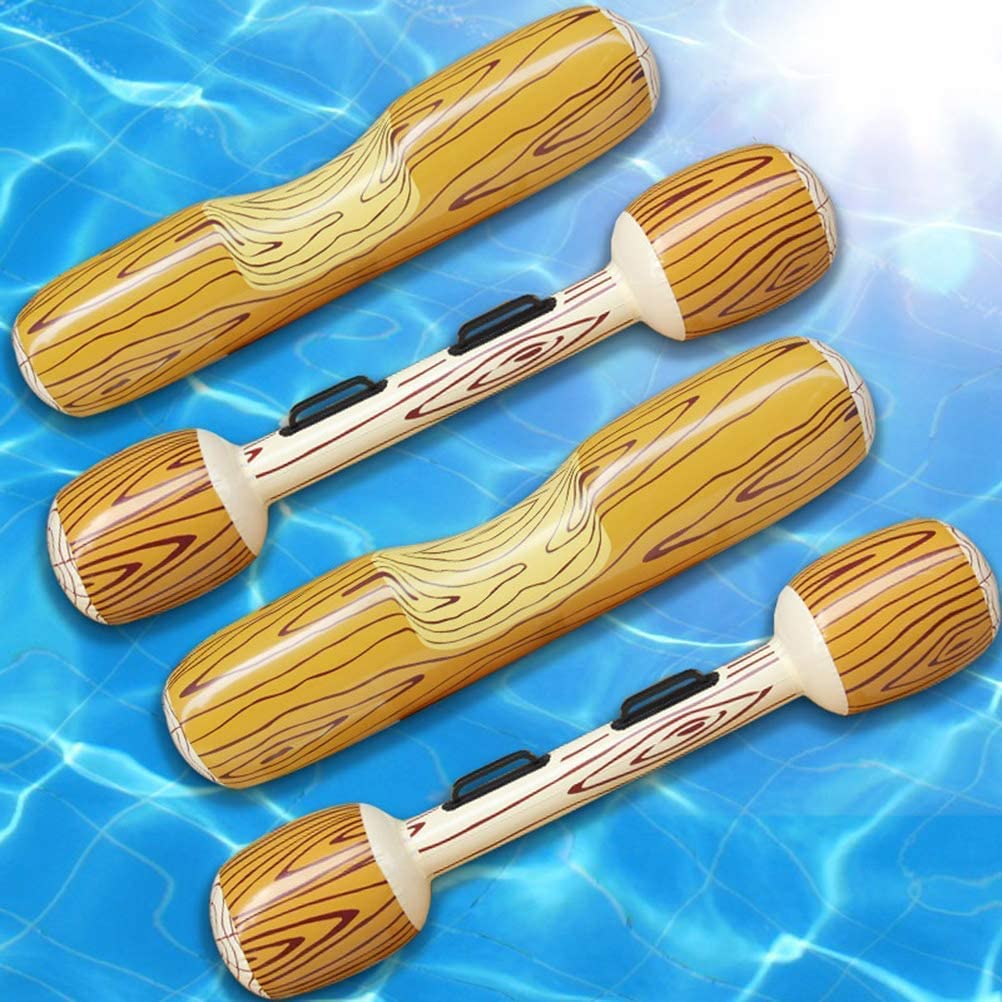 2-Person Inflatable Battle Log Pool Float Raft - 4PC Set for Adults & Kids, Water Ride Lounger for Pool Parties, Beach Sports & Outdoor Games - Perfect for Summer Fun, Backyard Pools & Lake Adventures