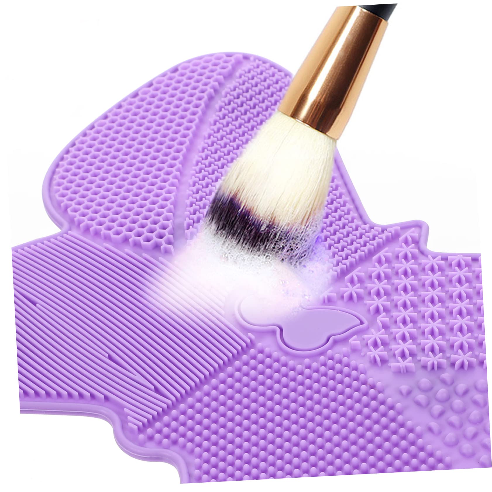 Beavorty 2 Pack Silicone Makeup Brush Cleaning Mat - Reusable Cosmetic Brush Cleaner Pad, Scrub Pad for Makeup Tools, Purple Silicone Beauty Accessories (Perfect for Home & Professional Makeup Brush Cleaning)