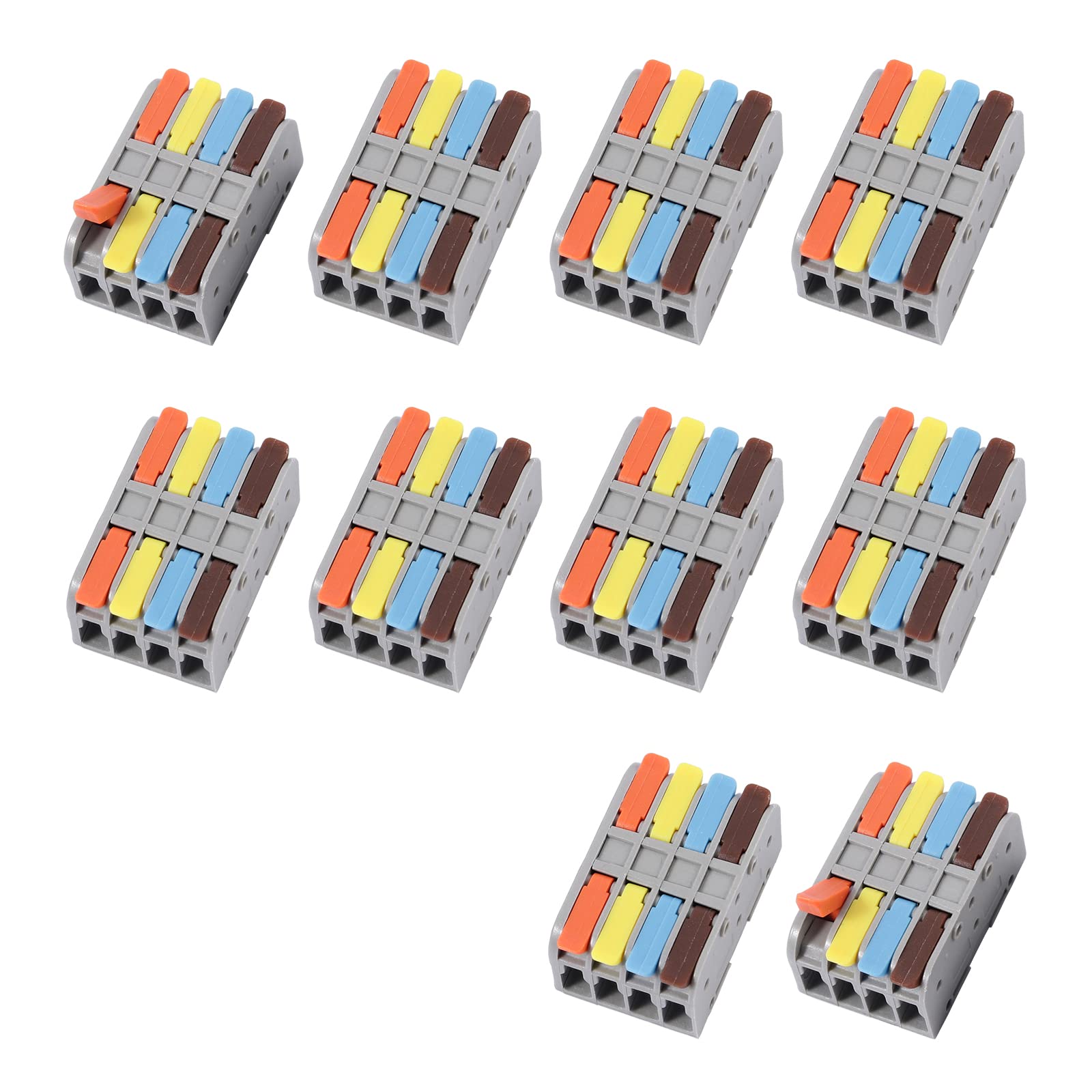 10PCS Lever Wire Connectors - Reusable Push-in Electrical Connectors for AWG 24-12 Wires, Hand Protecting 4 Conductor Terminal Blocks - Perfect for Home Wiring, DIY Projects, and Electrical Repairs