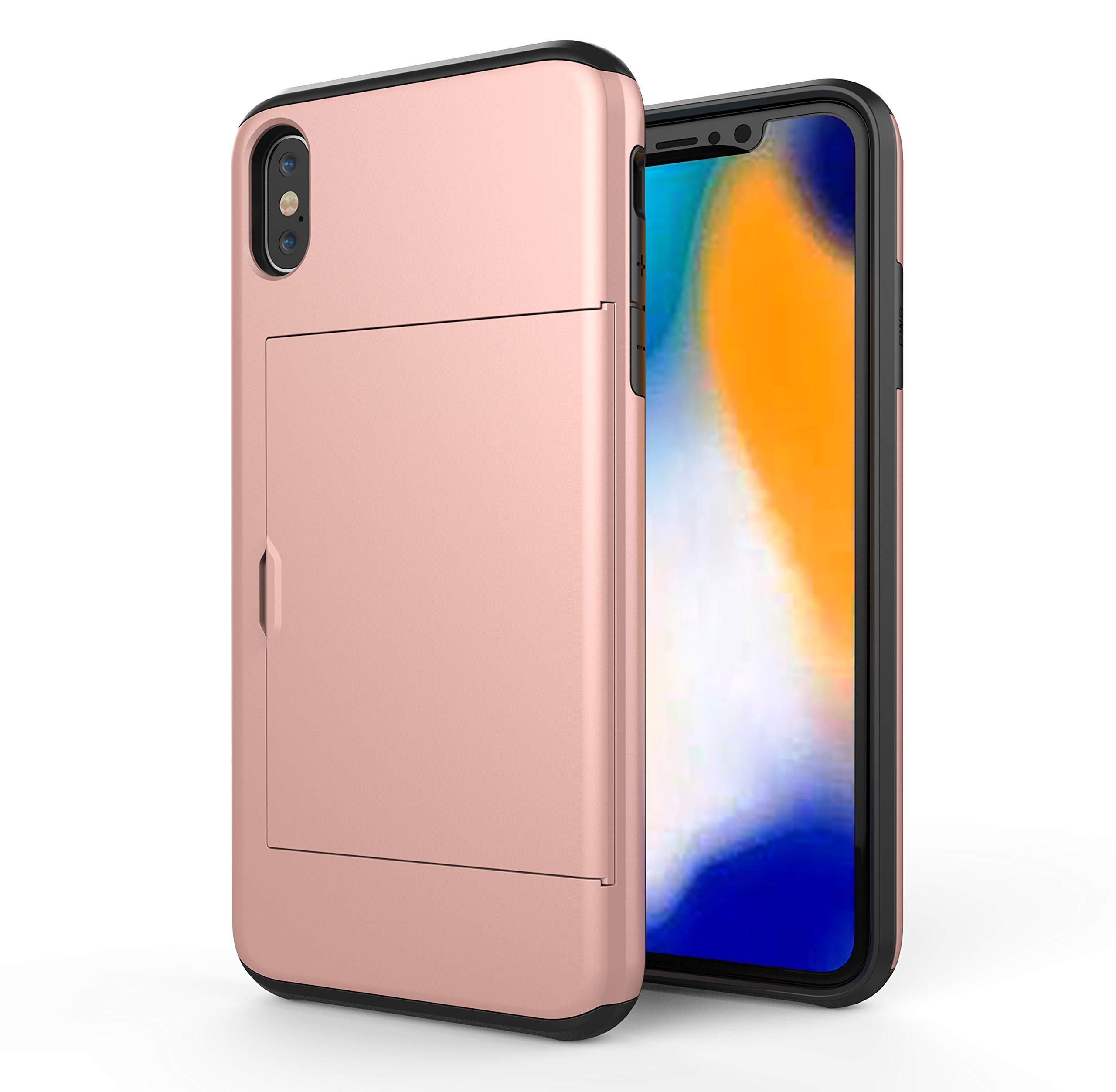 SORAKA iPhone X / Xs Wallet Case with Card Holder - Dual Layer Shockproof Armor Cover (PC + TPU) - White - Perfect for Everyday Use, Travel & Business