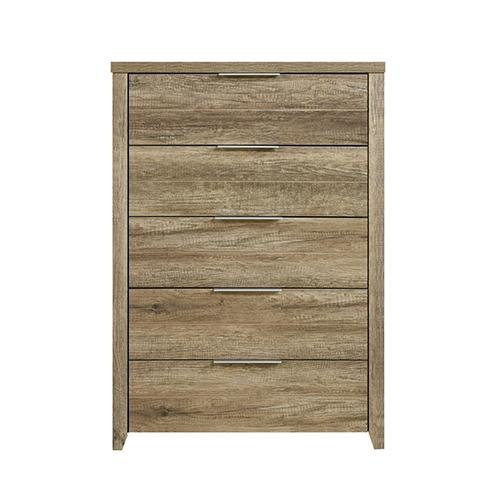 Stylish Cielo Tallboy Oak Bedroom Dresser - 5-Drawer Storage Cabinet for Bedroom, Closet & Home Organization