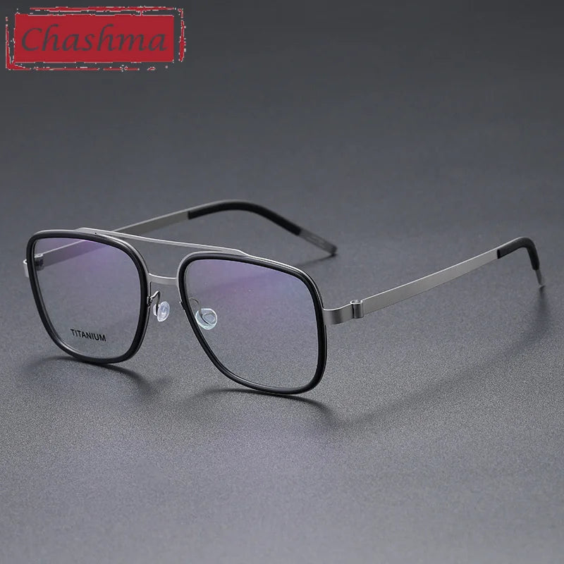 Unisex Titanium Square Full Rim Double Bridge Eyeglasses 49911 – Lightweight & Durable for Reading, Work, and Everyday Use