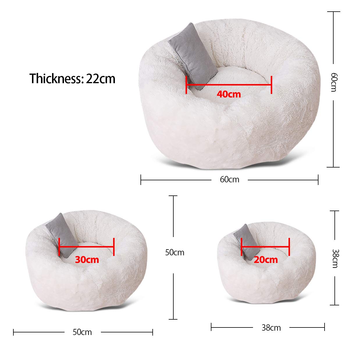 **Soft Round Cat Bed & Dog Bed - Cozy Washable Pet Bed for Small & Medium Pets - Perfect for Home, Office & Travel Use**