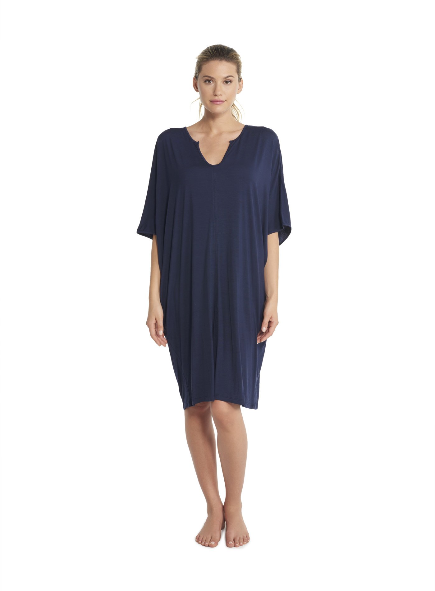 Barefoot Dreams Luxe Milk Jersey Short Caftan - Ultra Soft Lounge Dress for Women | Perfect for Beach Cover-Up, Yoga, and Relaxing at Home