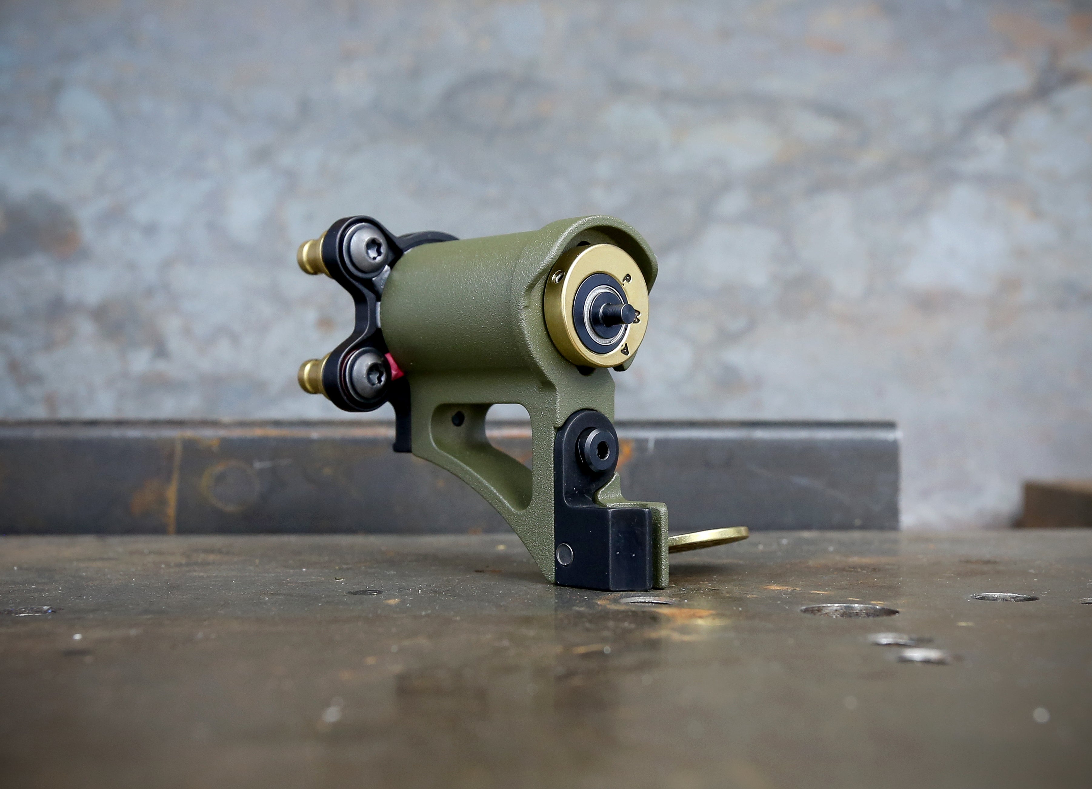 Limited Edition Mike Pike PMA Direct Drive Rotary Tool - Olive & Brass Finish | Perfect for DIY Projects, Jewelry Making & Woodworking
