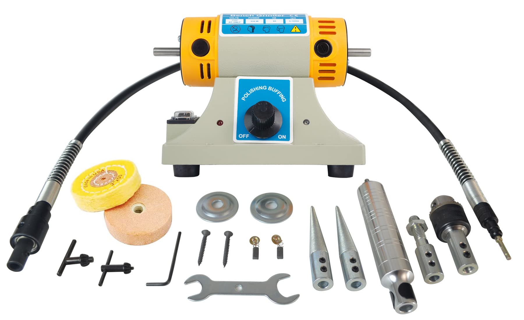 **Professional Jewelry Buffer Polisher Kit - Electric Bench Buffer with Accessories for DIY Jewelry, Wood, Amber, Metal & Jade Polishing - Perfect for Crafting, Jewelry Making & Metalworking**    *(Use Cases: Ideal for home workshops, jewelry repair, woodturning, metal polishing, and DIY crafting projects.)*