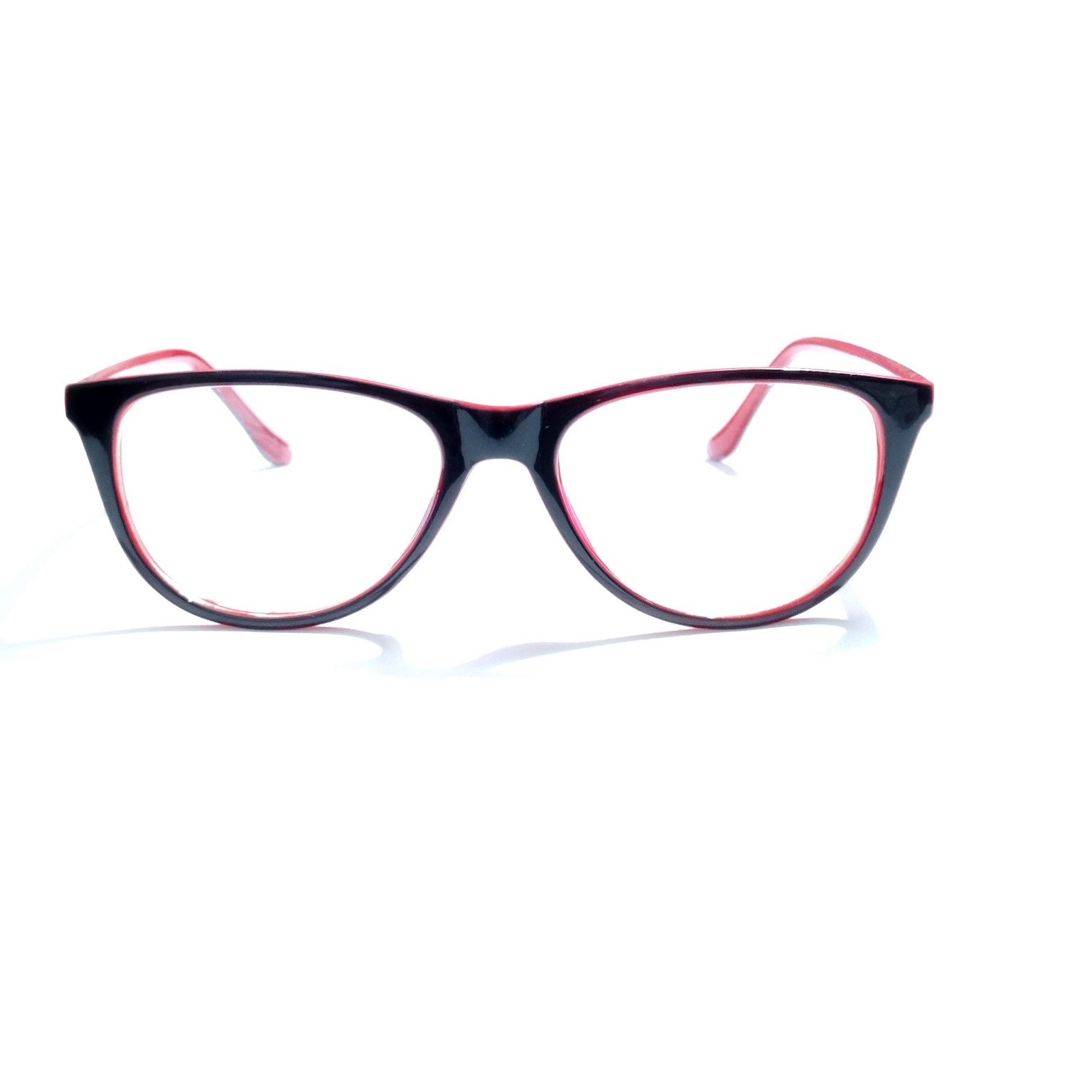Stylish Red and Black Cat Eye Glasses for Women - Trendy Retro Frames for Fashion, Work & Everyday Wear