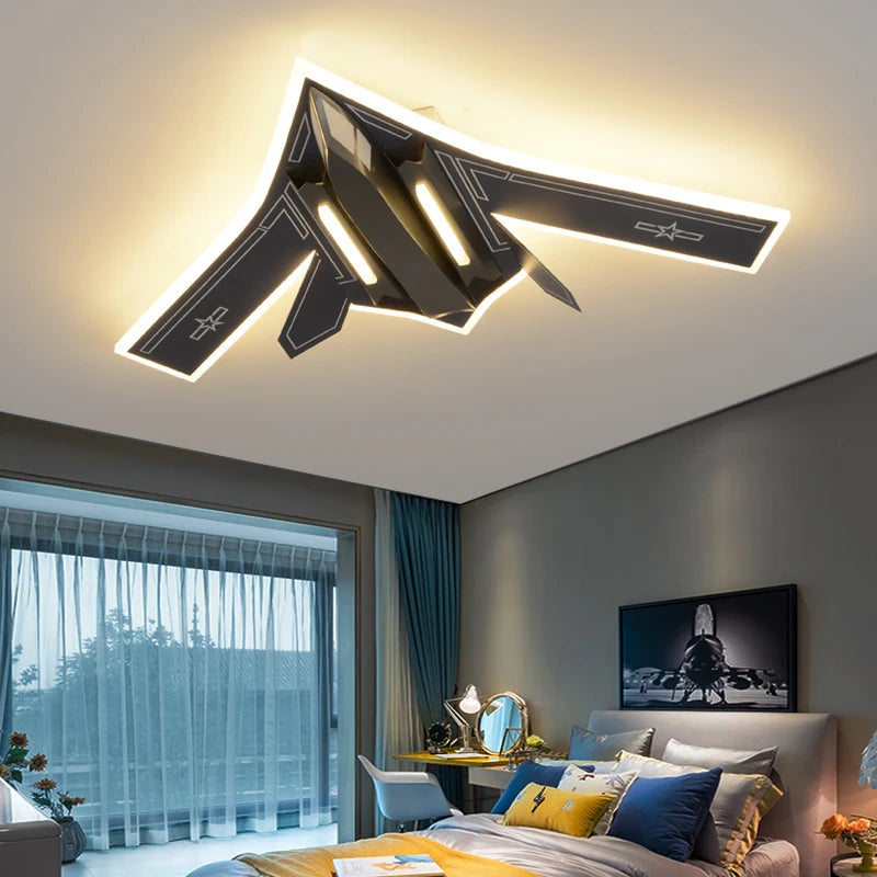 Fighter Jet Air Force One Ceiling Light for Kids Room - Military Aircraft Themed LED Night Light for Boys Bedroom, Nursery & Playroom - Perfect for Aviation Enthusiasts & Children's Decor