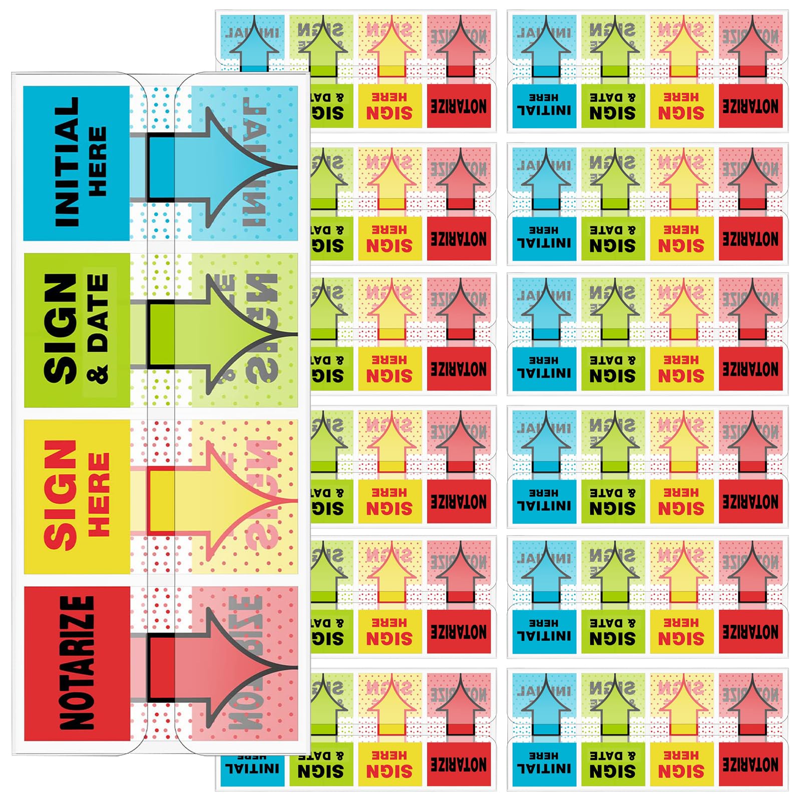16 Pack 1600 Pieces Sign Here Tabs Stickers - Colorful Page Markers for Office Documents, School Notebooks, Notary Books & Book Annotation - Perfect for Legal Forms, Contracts & Study Notes