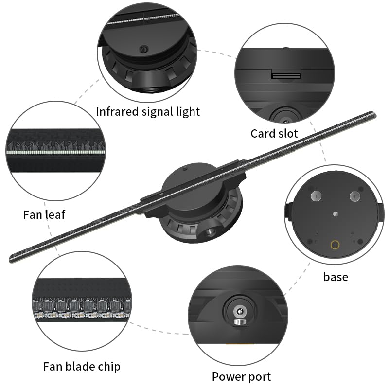 50CM (20-in) 3D Holographic LED Fan Projector with Bluetooth, WiFi & Remote Control - Wireless Audio Sync, Commercial Advertising Display for Retail Stores, Events & Nightclubs - APP Controlled Hologram Technology for Stunning Visuals