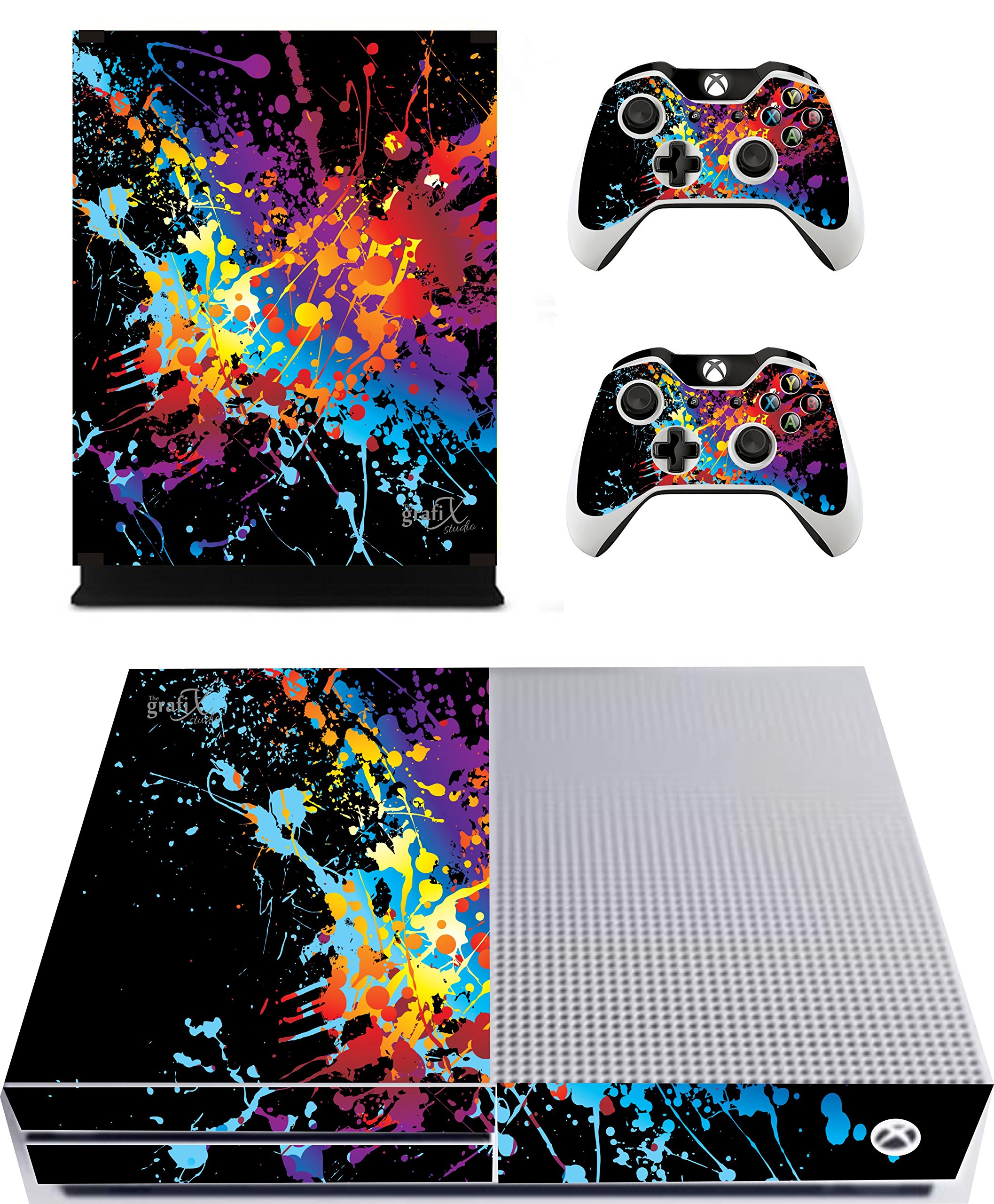 Grafix Studio Paint Splat Decal Stickers for Xbox One S Console & Controller - Vibrant Custom Skins for Xbox Series S/X - Perfect for Gaming Setups & Personalization