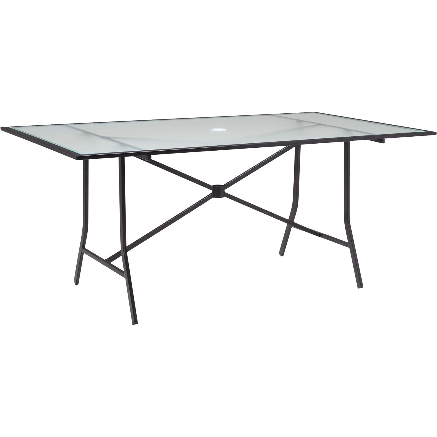 Hanover Lavallette 7-Piece Modern Outdoor Dining Set with Umbrella - 2 Swivel Rockers, 4 Stationary Chairs & 66