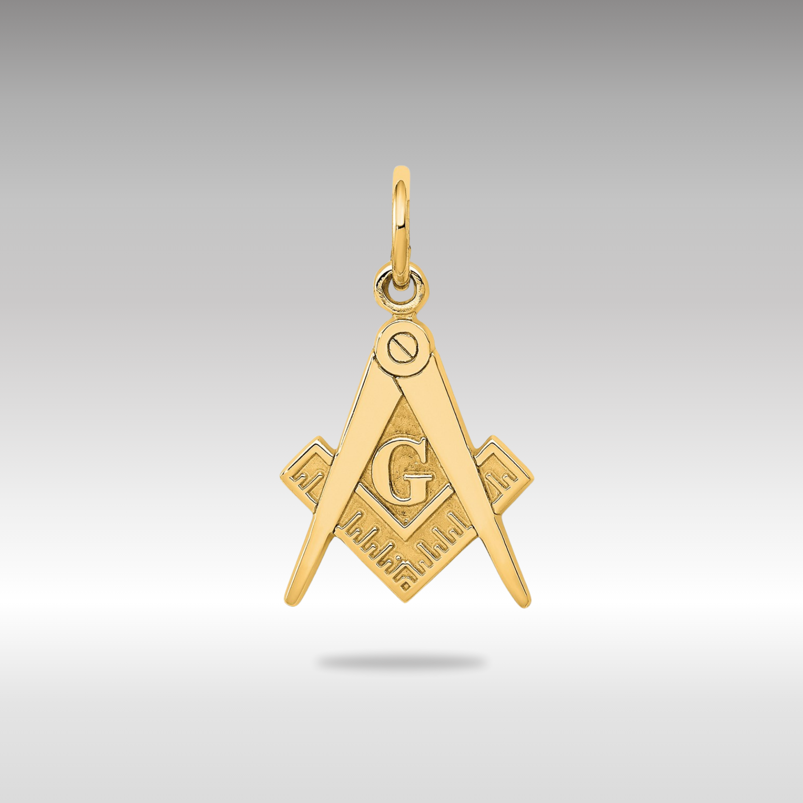 Gold Polished & Textured Masonic Symbol Pendant Necklace - Model C436 | Freemason Jewelry Gift for Men, Perfect for Lodge Meetings & Special Occasions