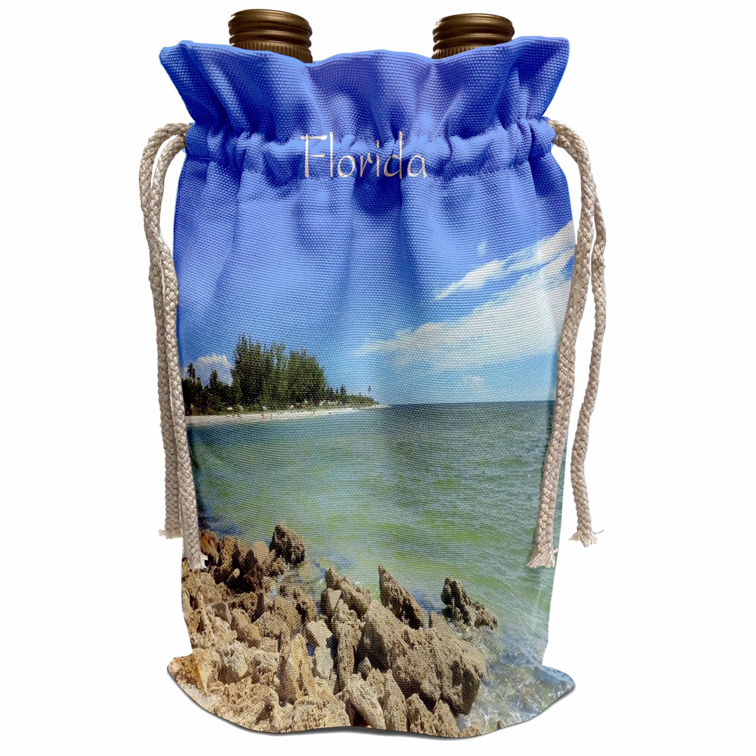 Premium Wine Gift Bag with Captiva Island Florida Fishing Jetty Design - Perfect for Gifts, Parties & Wine Enthusiasts