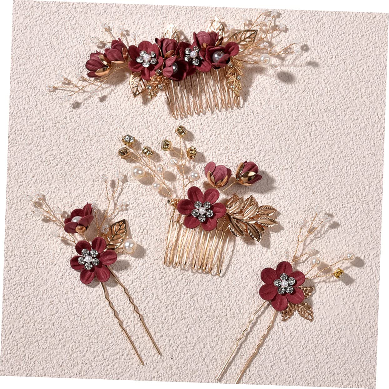 5 Sets Wedding Hairpins for Bride - Pearl Flower Hair Clips, Hair Comb Accessories for Women (Zinc Alloy) - Perfect for Bridal Shower, Wedding Ceremony & Special Occasions