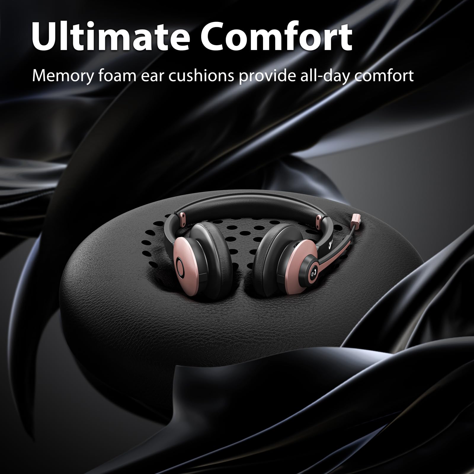 Wireless Bluetooth Headset with Microphone - Noise Cancelling USB Headphones for Office, 26+ Hours Battery Life, Mute Button - Perfect for Call Centers, Laptop, MS Teams, Zoom Meetings & Conference Calls (Hands-Free Work Headset)