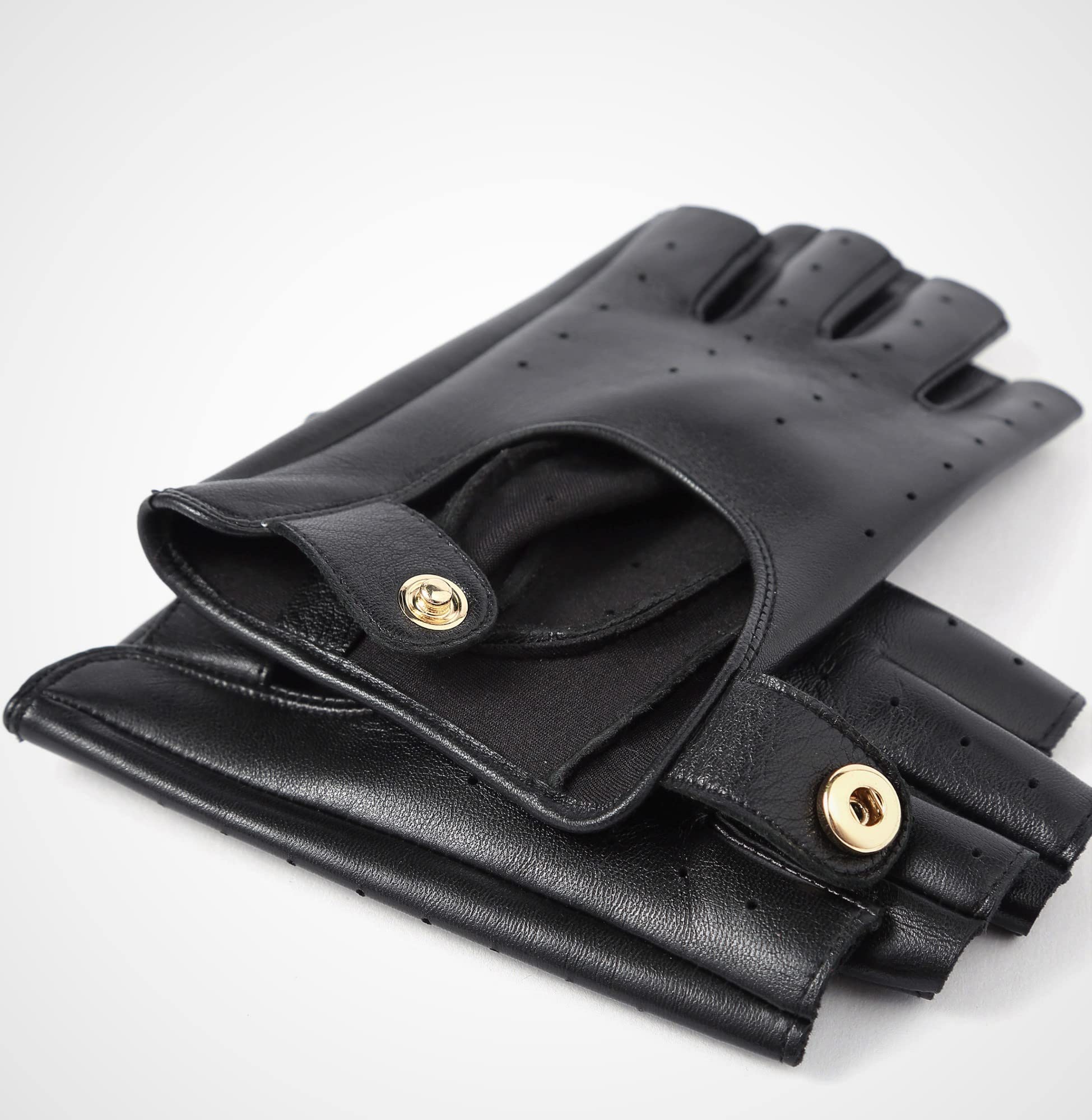 YISEVEN Women's Fingerless Leather Motorcycle Gloves - Non-Slip Grip, Breathable & Comfortable for Riding, Driving & Outdoor Activities