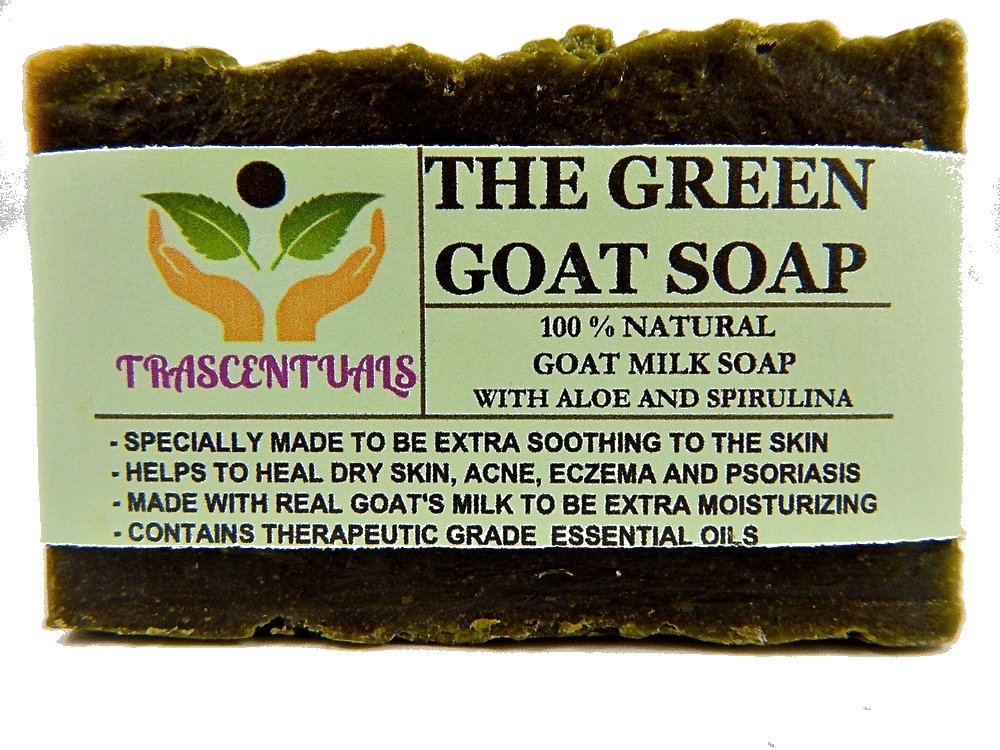 Aloe Vera Soap with Spirulina & Goat Milk - Deep Moisturizing Bar for Face & Body - Helps Treat Acne, Eczema & Psoriasis - Natural Skincare Solution (1 Pack) - Perfect for Sensitive Skin & Daily Cleansing Routine
