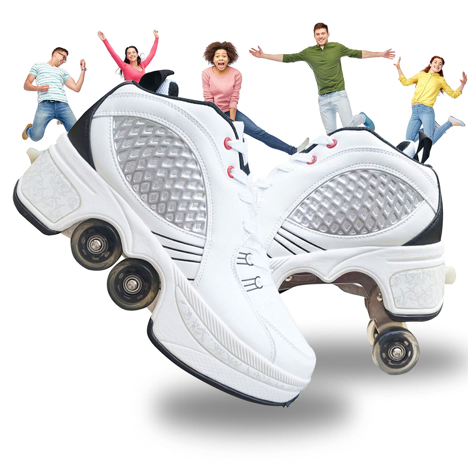 MLyzhe Deformation Roller Shoes for Men & Women - Automatic Walking Skates with Double-Row Deform Wheels - Invisible Pulley Design for Adults & Kids | Perfect for Commuting, Fitness & Outdoor Fun