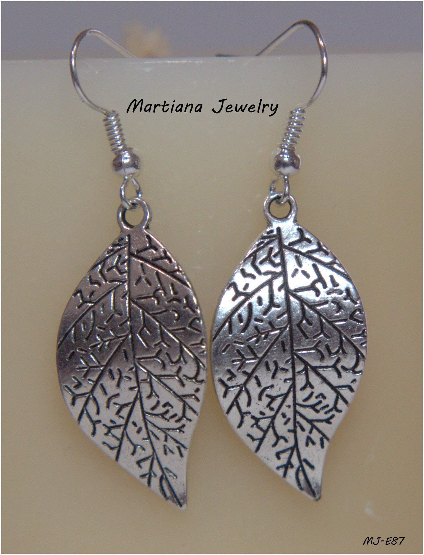 Silver Tone Curved Leaf Earrings with Etched Details - 1.25 Inch Nature-Inspired Jewelry for Women | Perfect for Everyday Wear, Parties & Boho Fashion