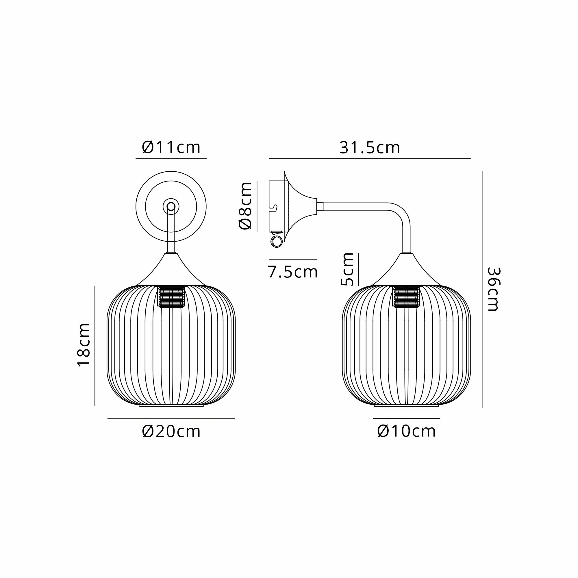 Benalla Wall Light with E27 Socket - Modern Indoor/Outdoor Wall Sconce for Bedroom, Living Room, Porch & Patio Lighting