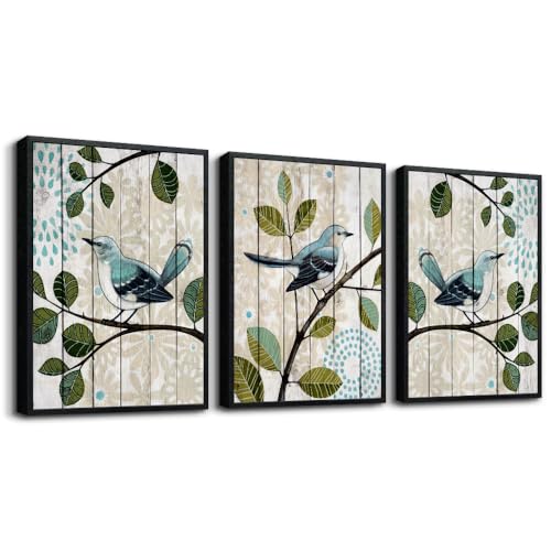 Trees And Birds Black Framed