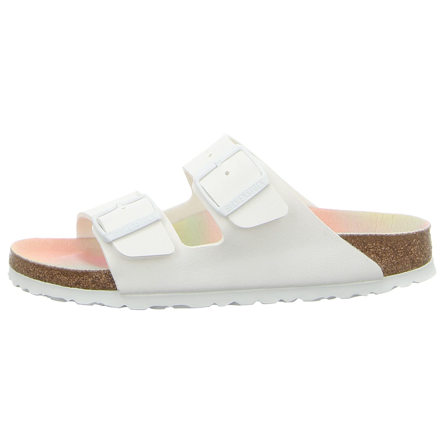 Birkenstock Vegan Arizona Women's Sandals - Comfortable White Cork Footbed Slides for Summer, Beach & Casual Wear | Eco-Friendly Vegan Leather