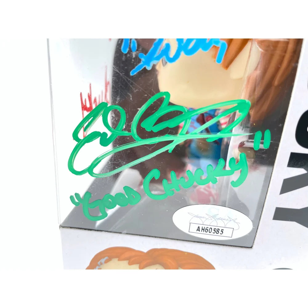 Chucky Funko Pop #1249 Signed by Ed Gale, Alex Vincent & Edan Gross - JSA COA Authenticated - Horror Movie Collectible for Fans & Display