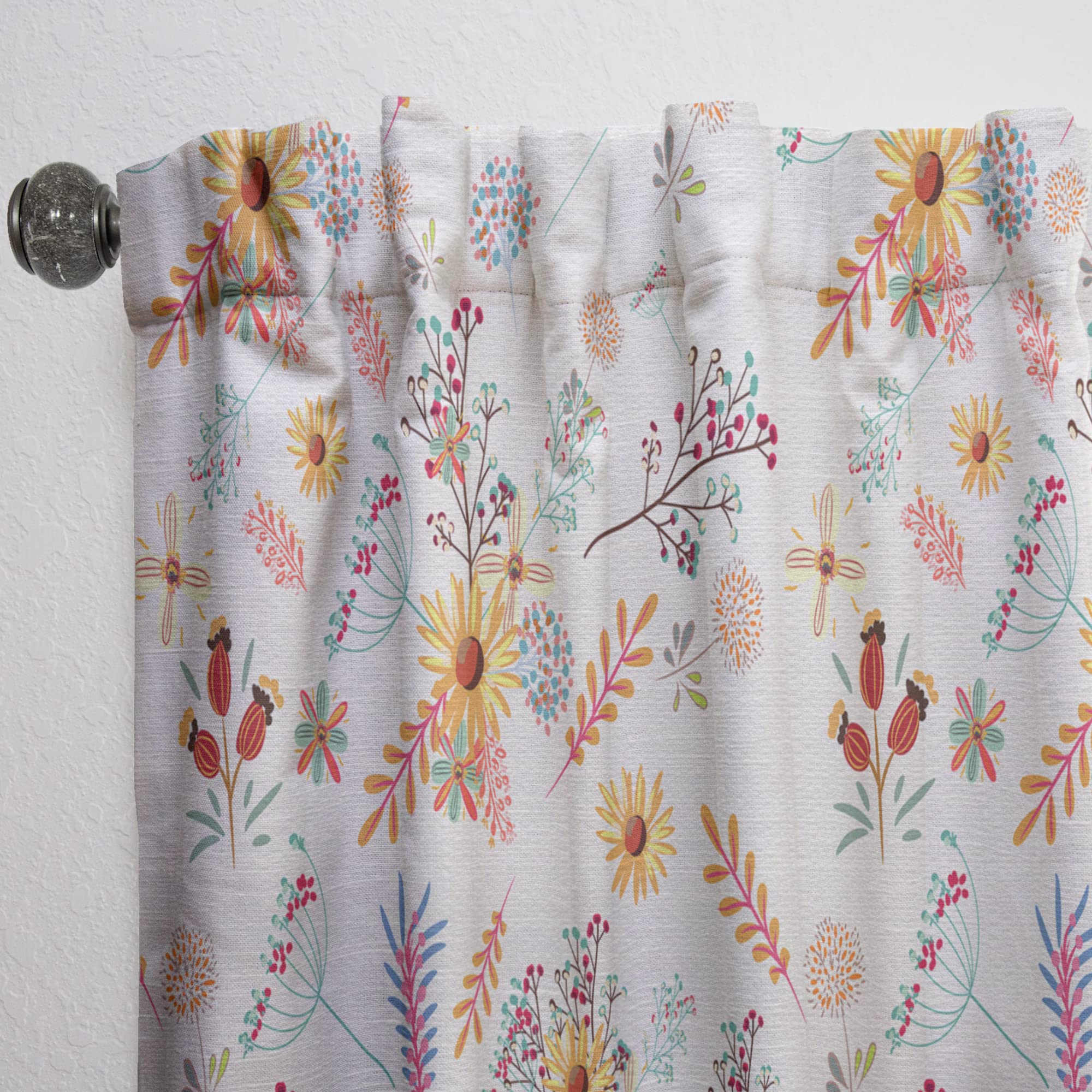 Floral Pastel Curtains with Pretty Flower Pattern - Thermal Insulated Single Panel (52x108) for Bedroom & Living Room - Elegant Home Decor & Window Treatment