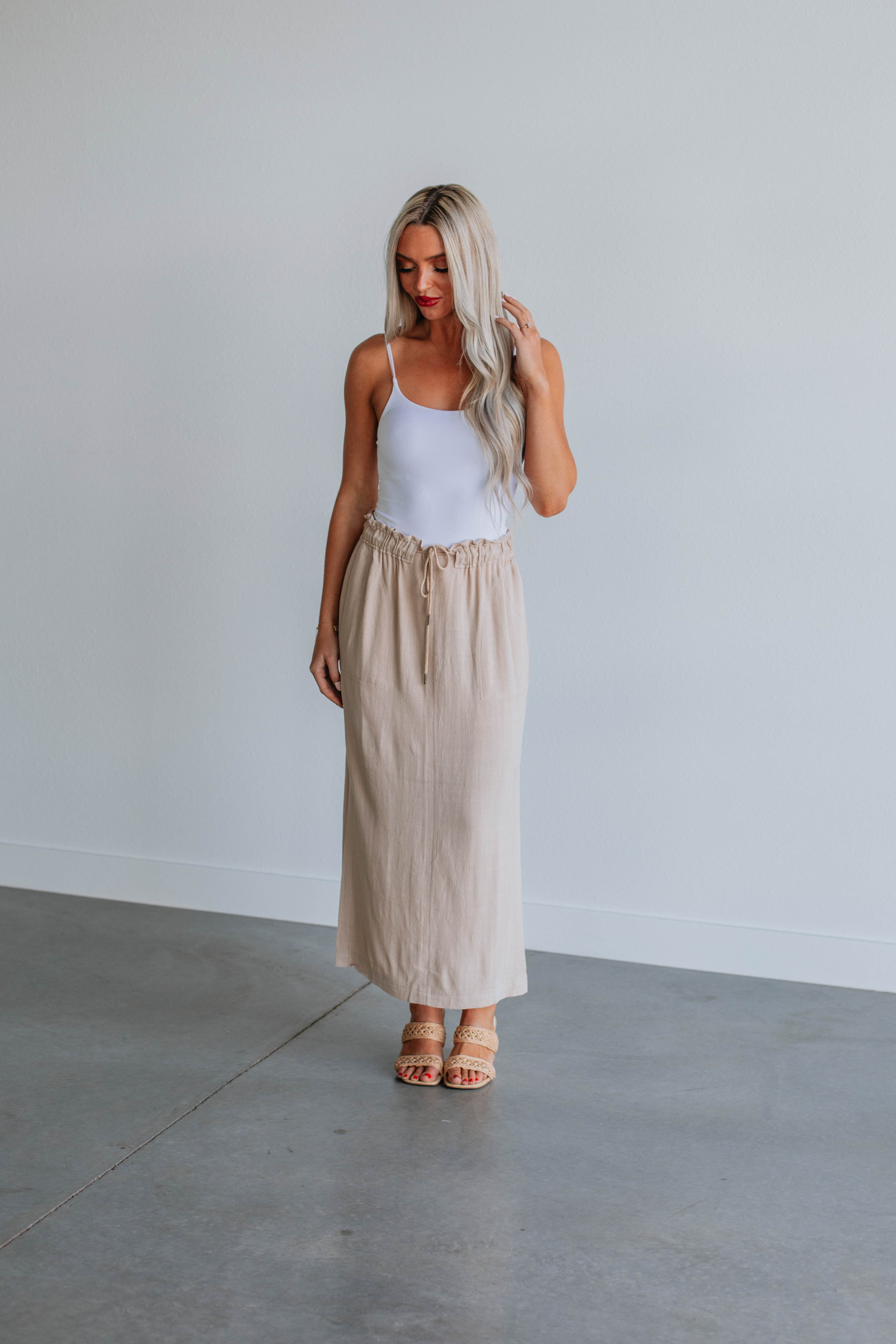 Emeline Midi Skirt for Women - Flowy A-Line Summer Skirt with Pockets - Perfect for Beach, Vacation & Casual Outings