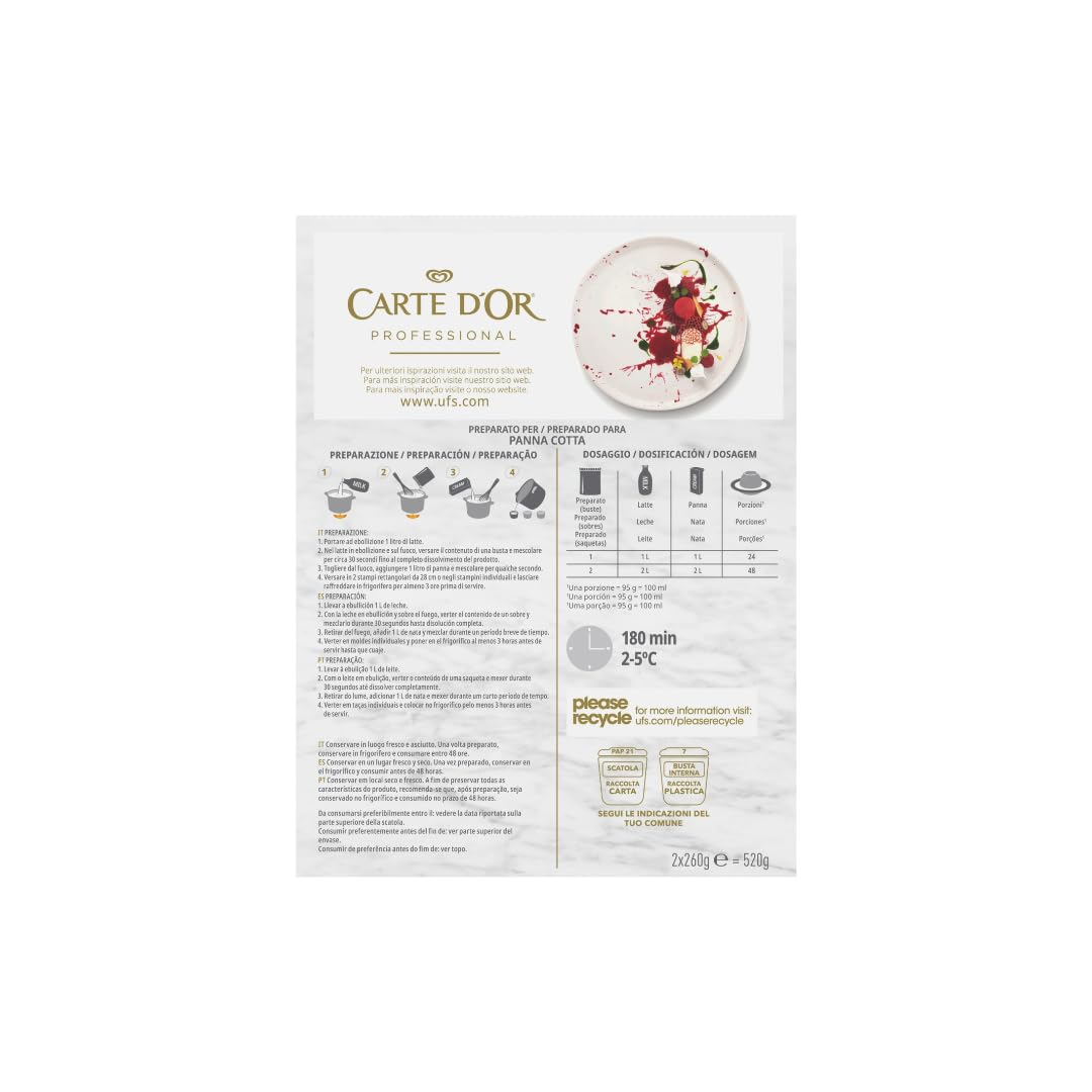 Premium Carte D'or Panna Cotta Powder Mix - Authentic Italian Dessert Compound for Creamy Homemade Panna Cotta | Perfect for Dinner Parties, Italian-Themed Events & Gourmet Dessert Lovers
