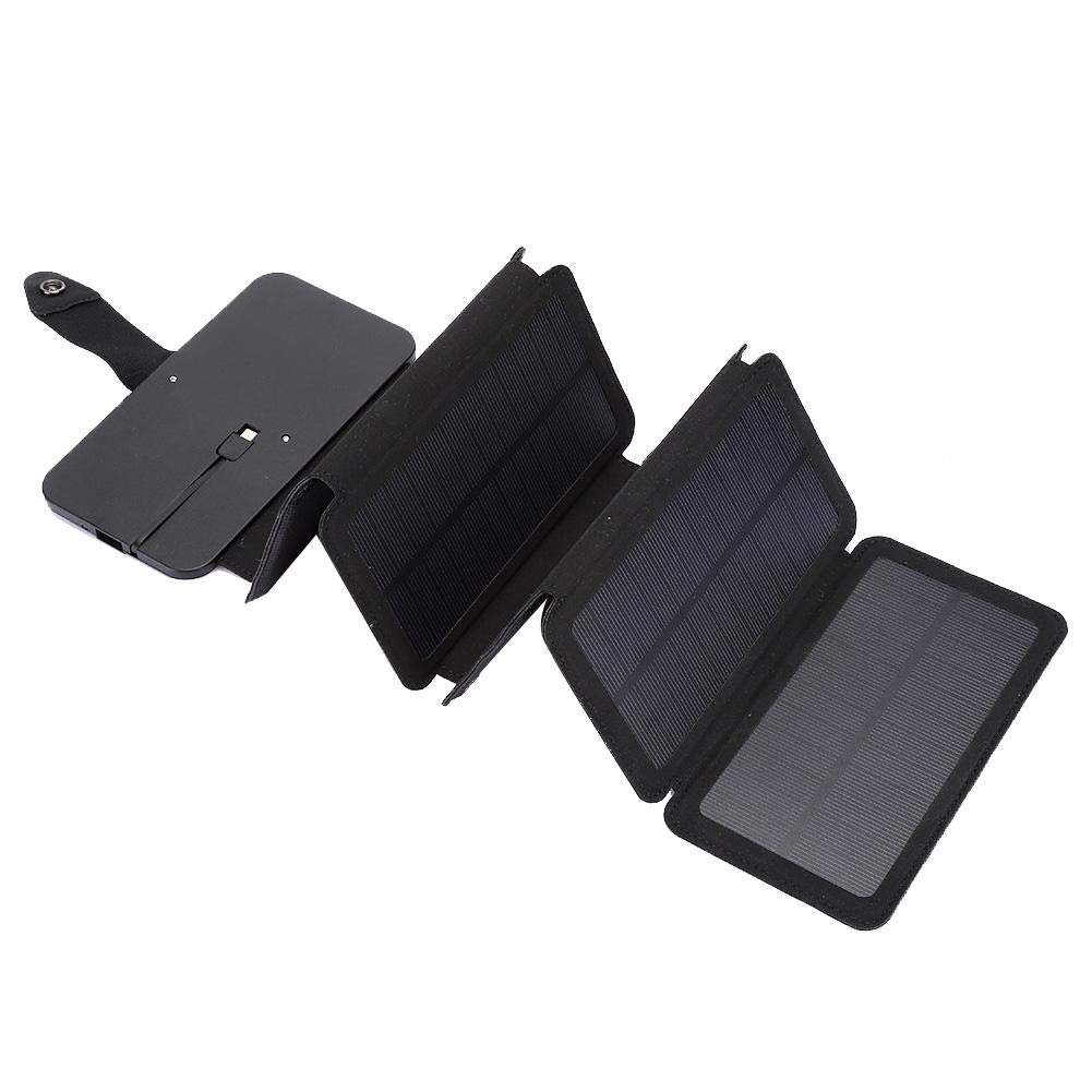 Portable Solar Charger with USB - Foldable Solar Panel for Outdoor Camping, Hiking, Travel - Power Bank for Smartphones, Tablets & USB Devices (Black) - Perfect for Emergency Power & Off-Grid Adventures