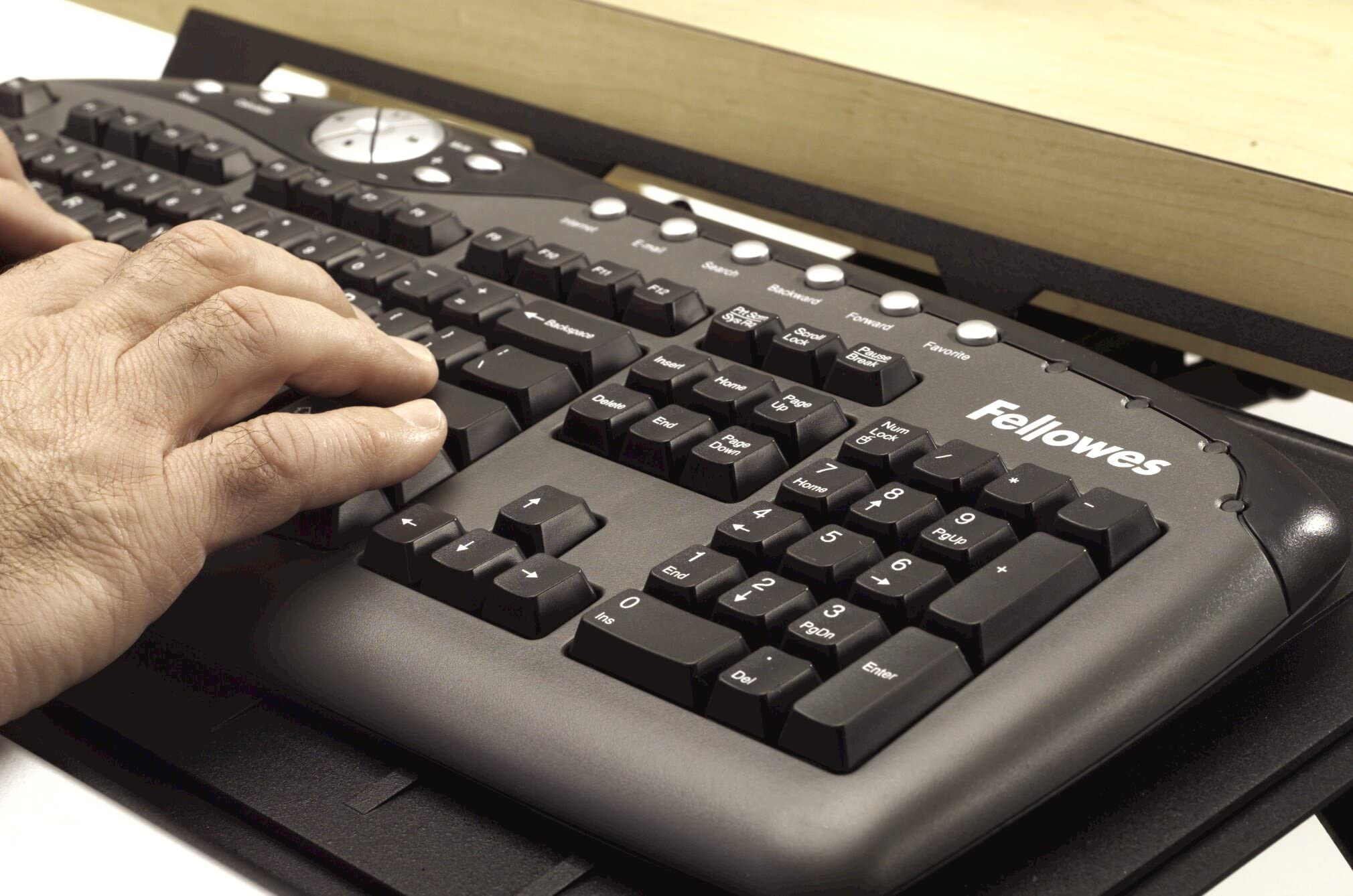 Fellowes 8031301 Adjustable Keyboard Tray for Office & Home - Ergonomic Computer Keyboard Stand with Smooth Gliding Motion, Perfect for Workstations & Gaming Setups