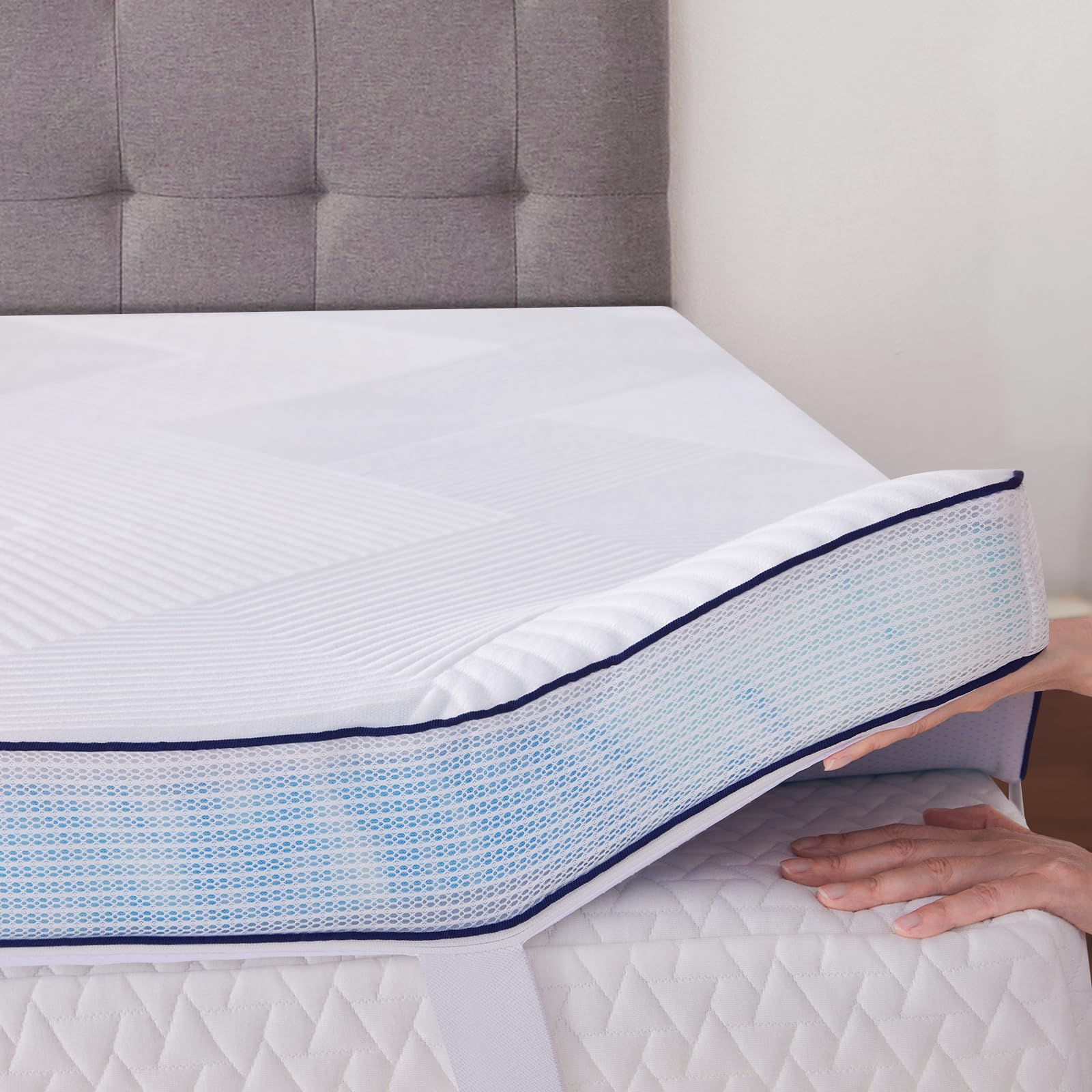 3 Inch Queen Size Memory Foam Mattress Topper - Ventilated & Breathable Cooling Mattress Pad with Removable Soft Cover - CertiPUR-US Certified for Back Pain Relief - Perfect for Guest Beds, Dorm Rooms & Home Comfort