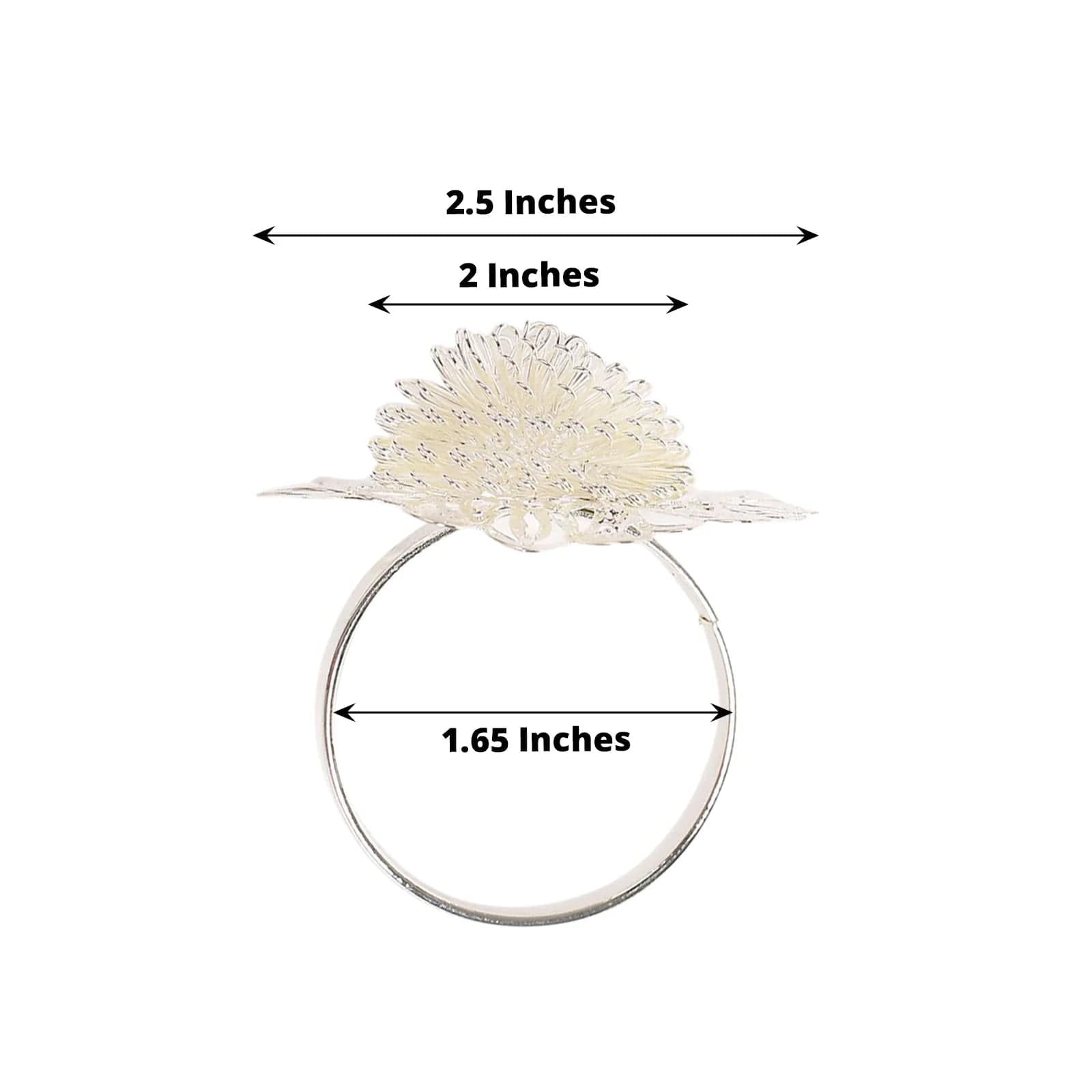 4-Piece Elegant Daisy Flower Napkin Rings Set - Silver Metal Tableware for Wedding, Party & Home Decor