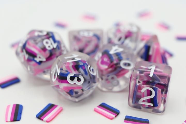 7ct Pride Genderfluid Dice Set - Rainbow LGBTQ+ Polyhedral Dice for D&D, RPG, MTG & Tabletop Gaming - Perfect for Pride Month, Gifts & Collectors