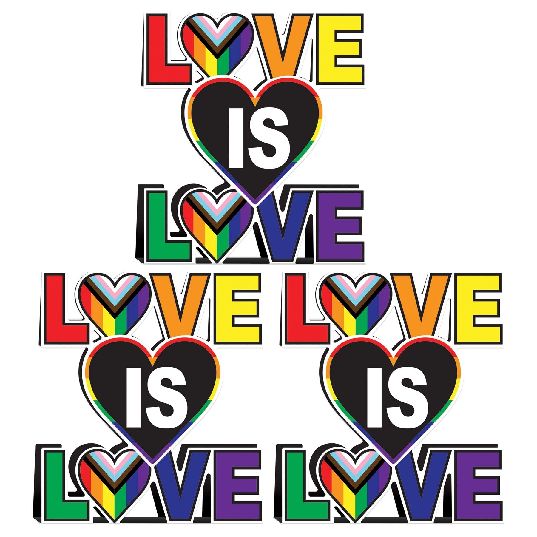 12 Pack Beistle 3D Love is Love Party Centerpieces - Rainbow Pride Decorations for LGBTQ+ Weddings, Anniversaries & Pride Month Celebrations