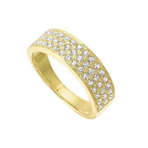 14K Yellow Gold Diamond Triple Row Stackable Ring (1/2ctw) - Elegant Layered Wedding Band, Anniversary Gift for Women, Perfect for Everyday Wear & Special Occasions
