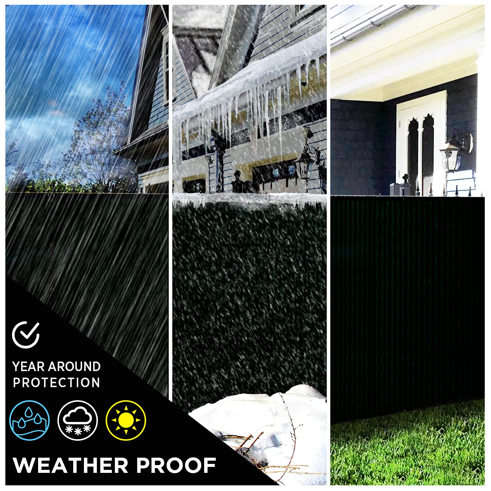 Boen 6' x 15' Black Backyard Privacy Screen Fence Cover - Instant Outdoor Windproof Shade Solution for Metal, Chain Link, Wood & Plastic Fencing - Perfect for Patio, Deck, Pool Area & Garden Privacy Protection