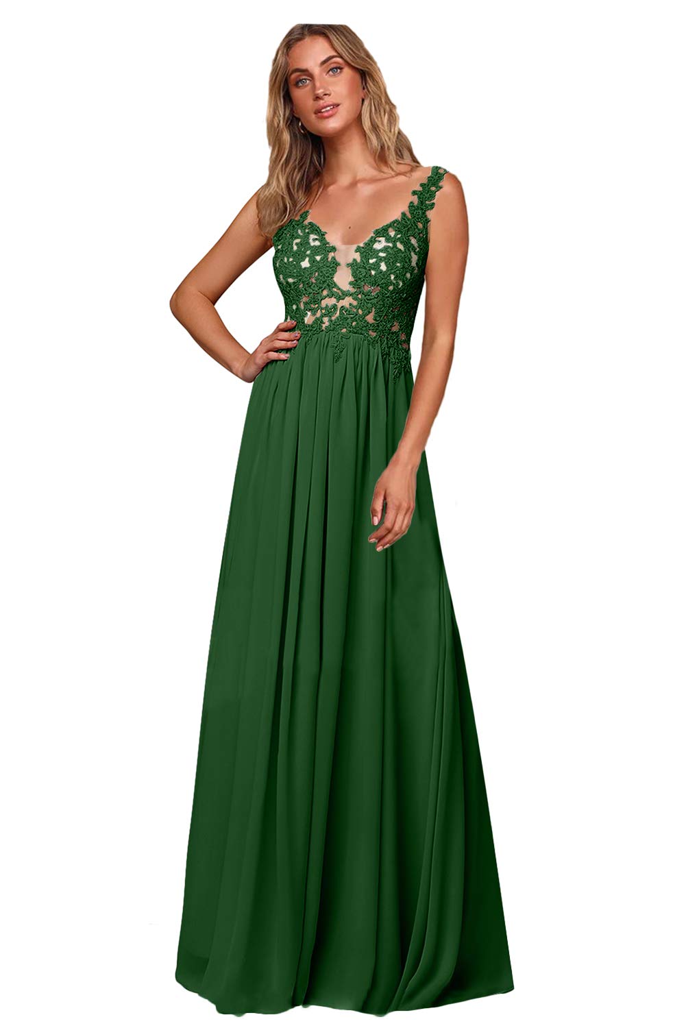 Elegant V-Neck A-Line Chiffon Bridesmaid Dress for Weddings & Parties