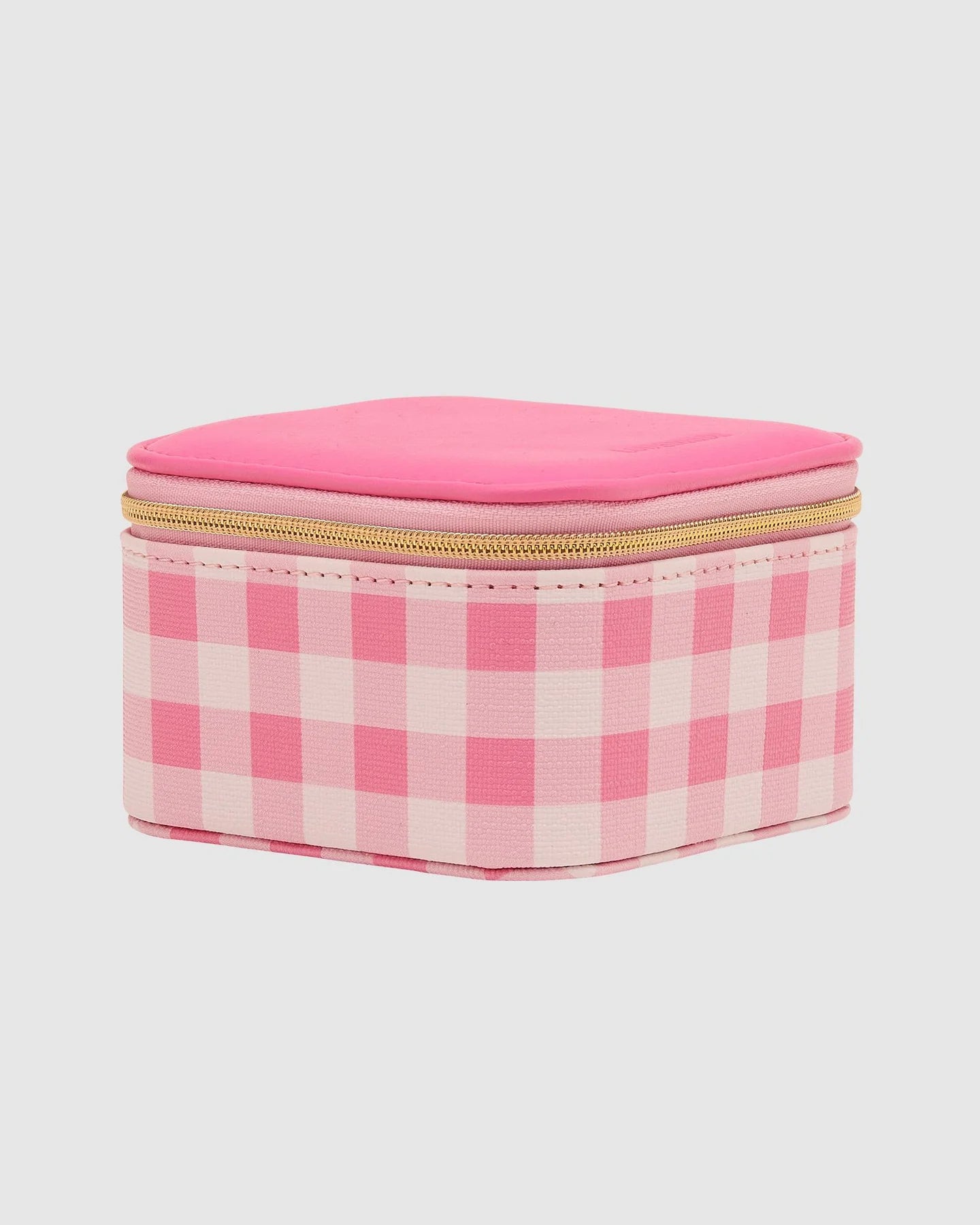 Louenhide Pink Gingham Beau Jewelry Box - Elegant Storage for Necklaces, Rings & Earrings - Perfect for Bedroom Vanity, Gift Giving & Travel