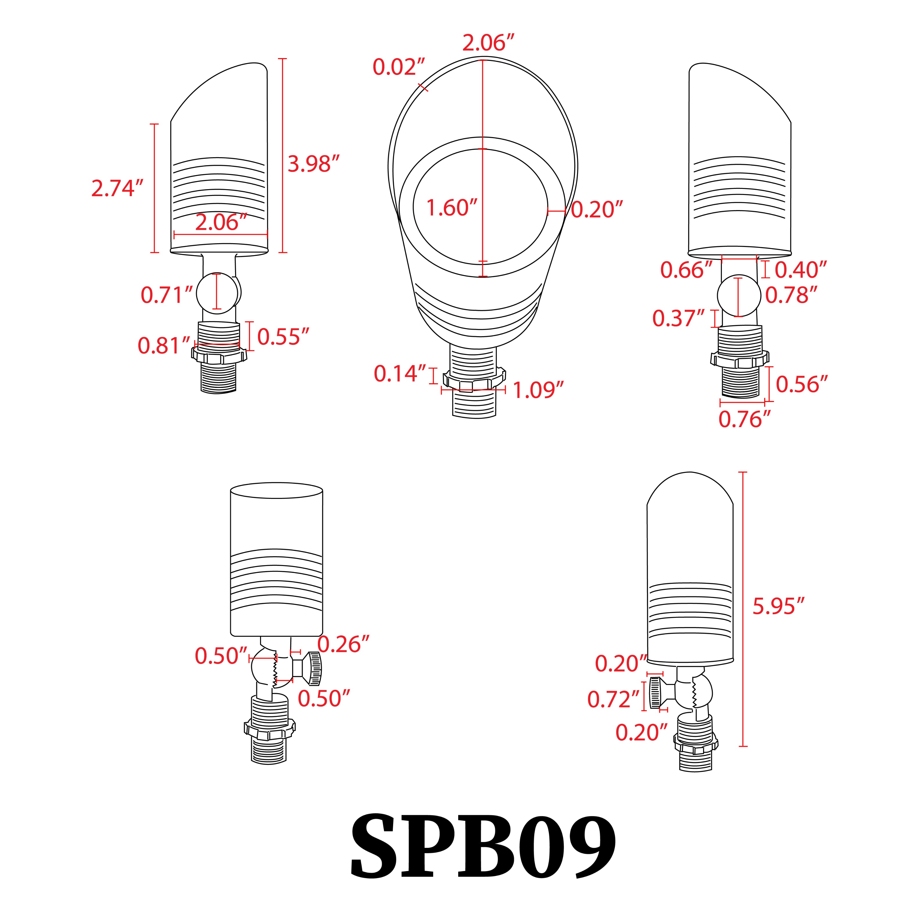 SPB09 4x/8x/12x Pack Low Voltage LED Outdoor Landscape Spotlight - 5W 3000K Warm White Bulbs for Garden, Pathway, and Tree Lighting