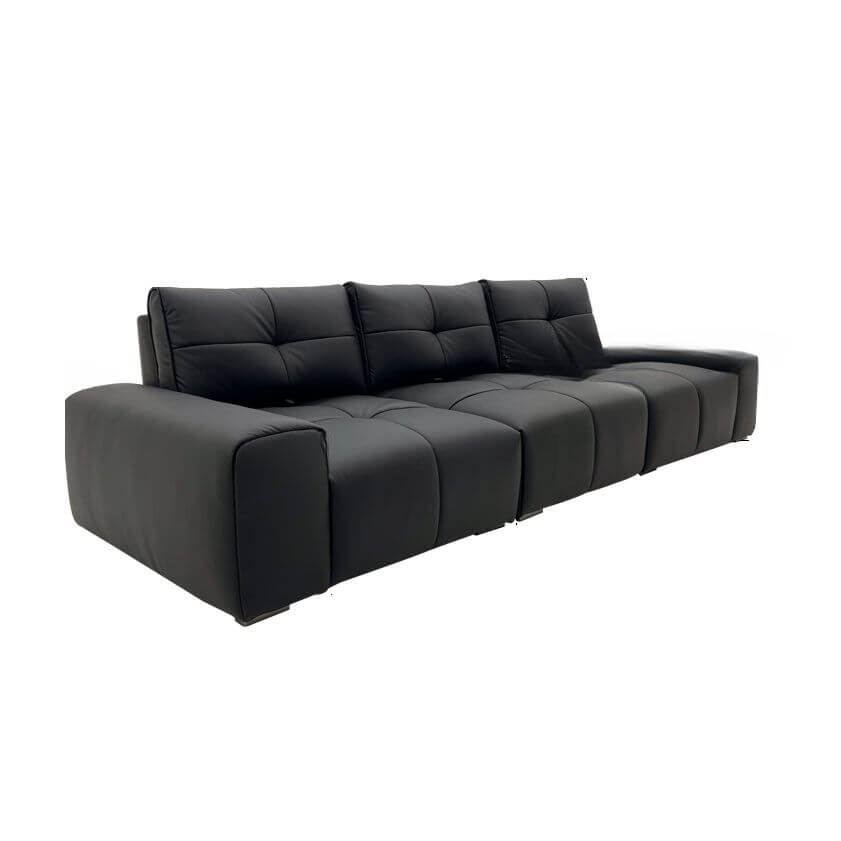 Minimalist Solid Color Ink Upholstered 3-Seater Sofa Couch - Modern Living Room Furniture for Small Spaces & Apartments
