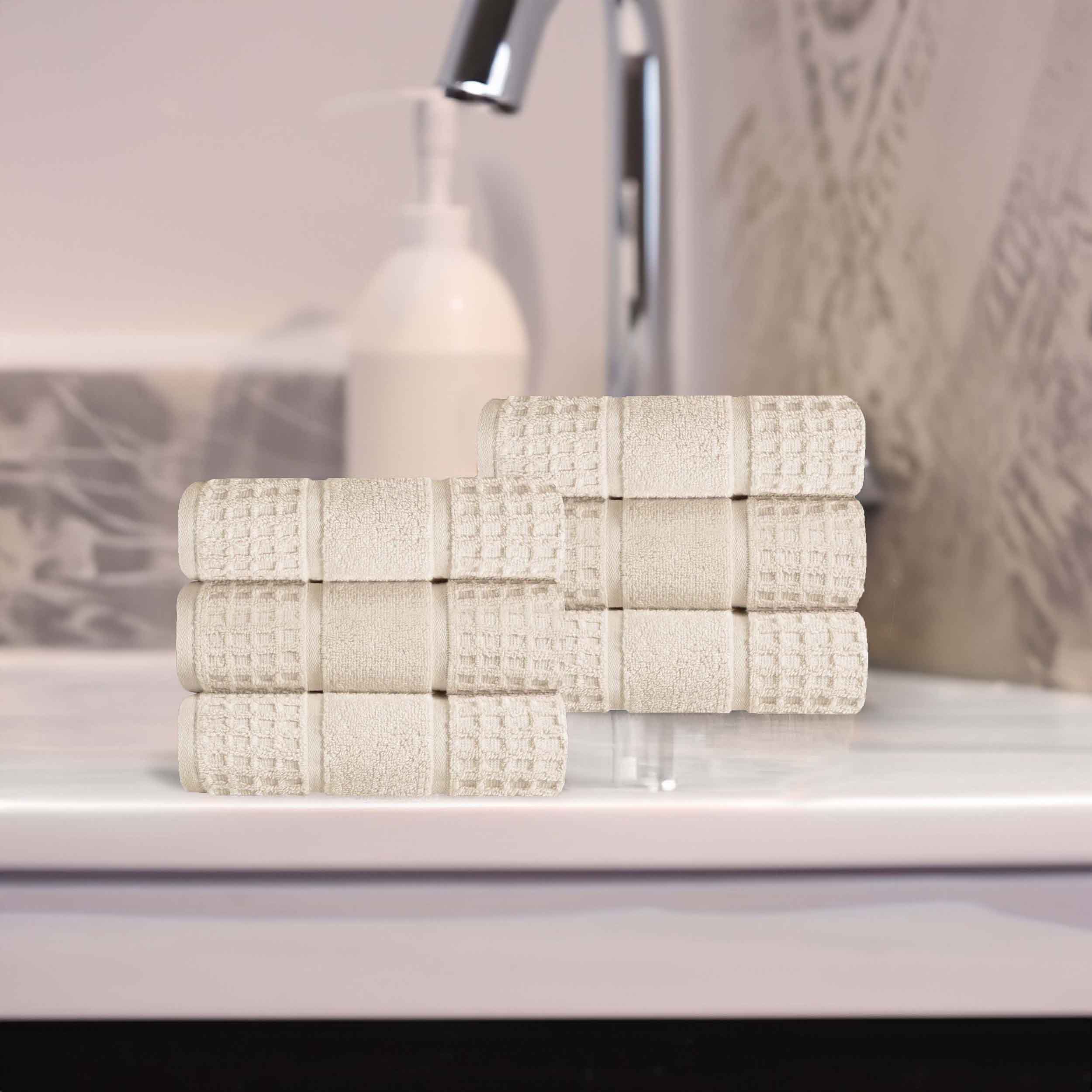 Premium 100% Zero Twist Cotton Waffle Honeycomb Hand Towels - Ultra Soft & Highly Absorbent - Set of 6 Bath Towels for Kitchen, Bathroom & Spa - Eco-Friendly & Quick-Drying