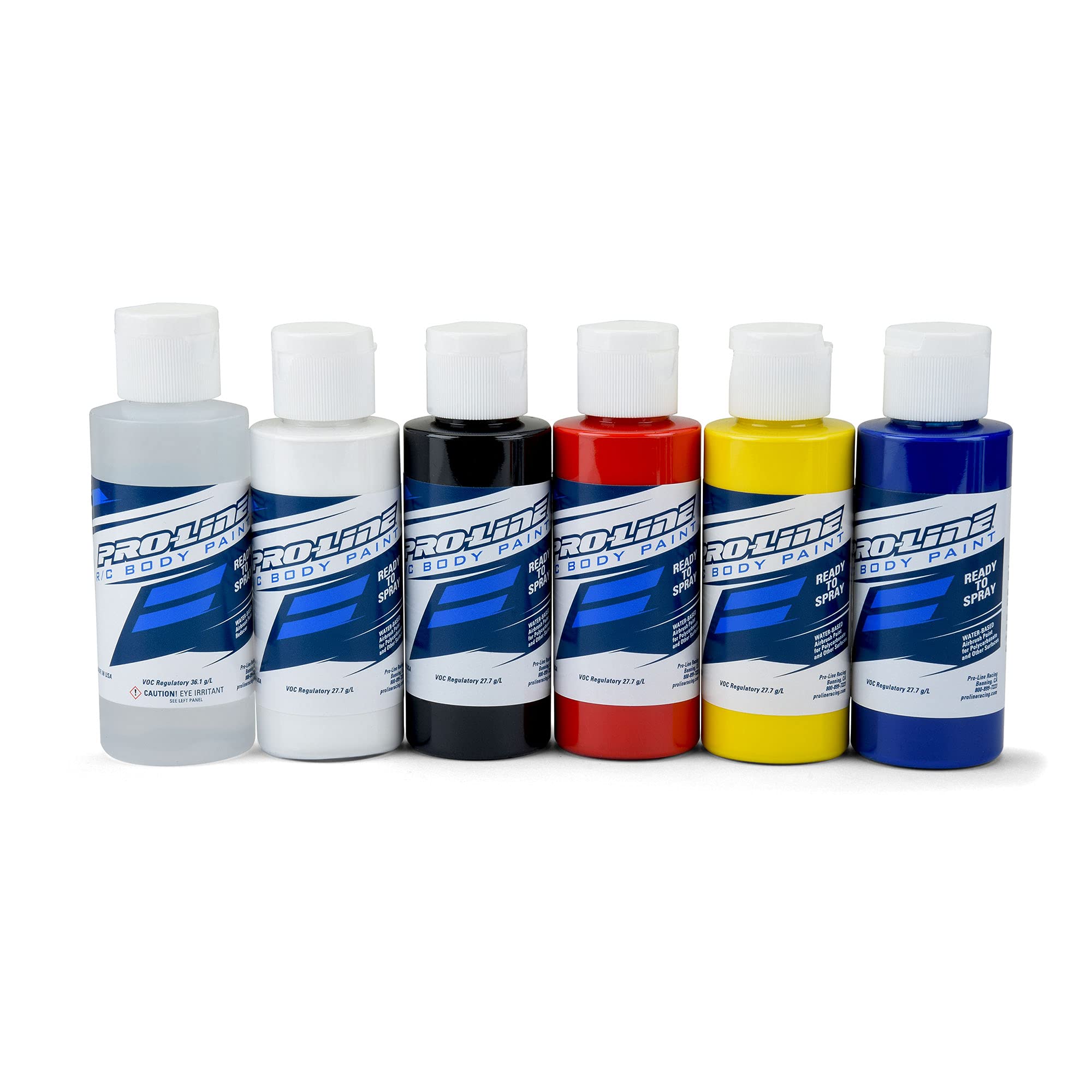 Pro-Line Racing RC Paint Primary Color Set - Red, White, Black, Yellow, Blue PRO632300 | High-Performance Car Paint for RC Models | Perfect for Customizing RC Cars, Trucks & Buggies