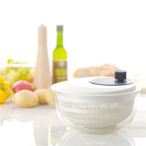 Iwaki Heat Resistant Glass Salad Bowl with Spinner - Perfect for Fresh Salads, Meal Prep & Healthy Eating