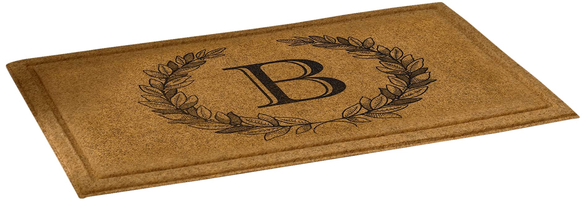 Mohawk Home Laurel Monogram Letter B 1.5' x 2.5' Faux Coir Doormat - All Weather, Non-Slip, Recycled Rubber - Perfect for Entryway, Front Door, Porch & Outdoor Use