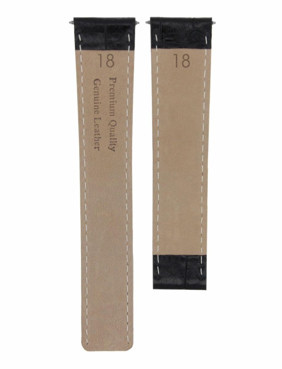 18mm Genuine Leather Watch Band Strap - Compatible with Cartier Tank Deployment Clasp (18/16mm) - Black Replacement Strap for Men & Women - Perfect for Business, Casual & Formal Occasions